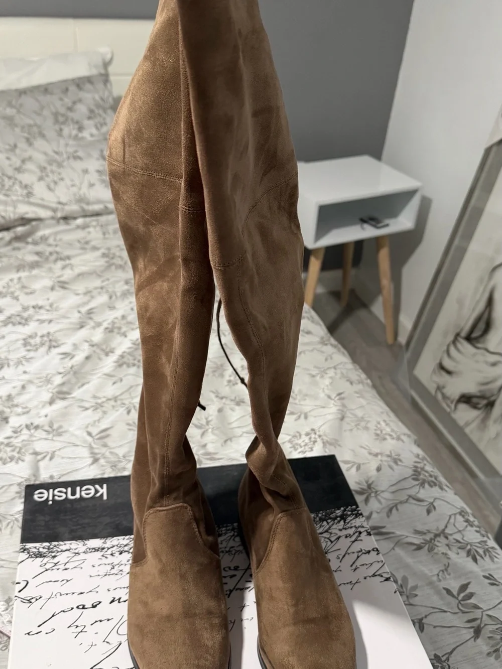 Kensie Over-the-Knee Suede Boots in Chestnut Brown